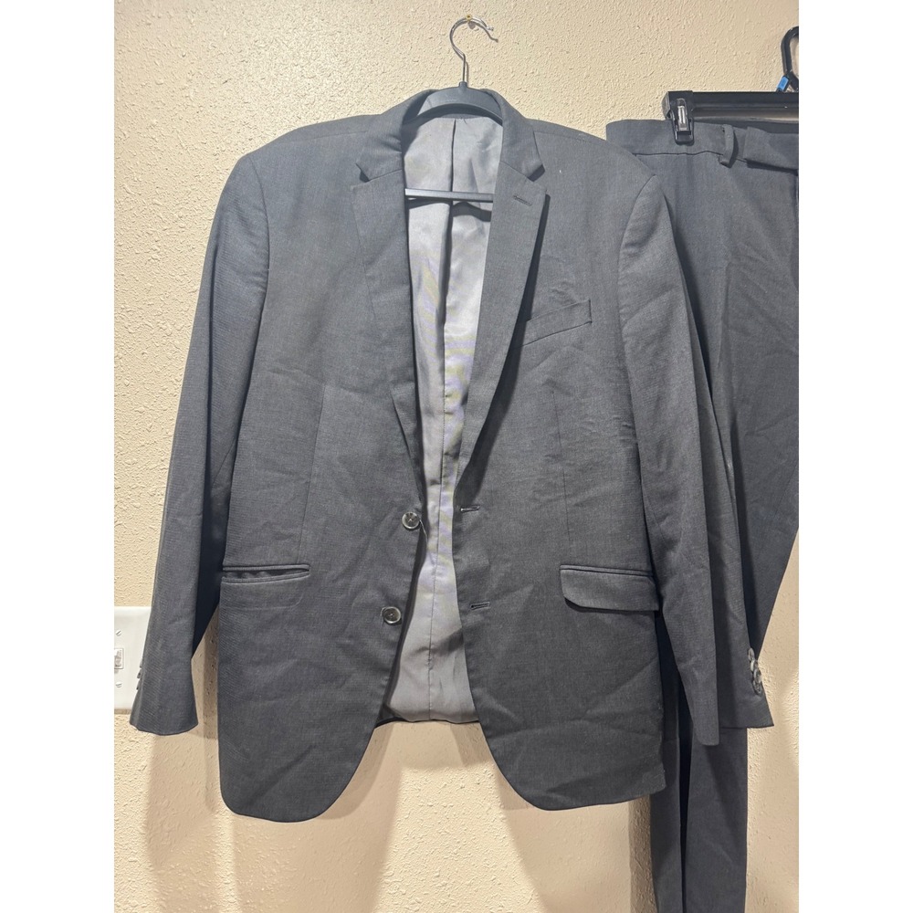 Kenneth Cole Reaction Mens Techni-Cole 2-Piece Suit Charcoal Gray Blazer Pants